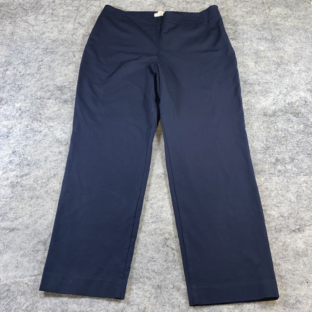 Talbots Heritage Dress Pants Women's 14 Navy Blue Side Zip & Button Flat Front
